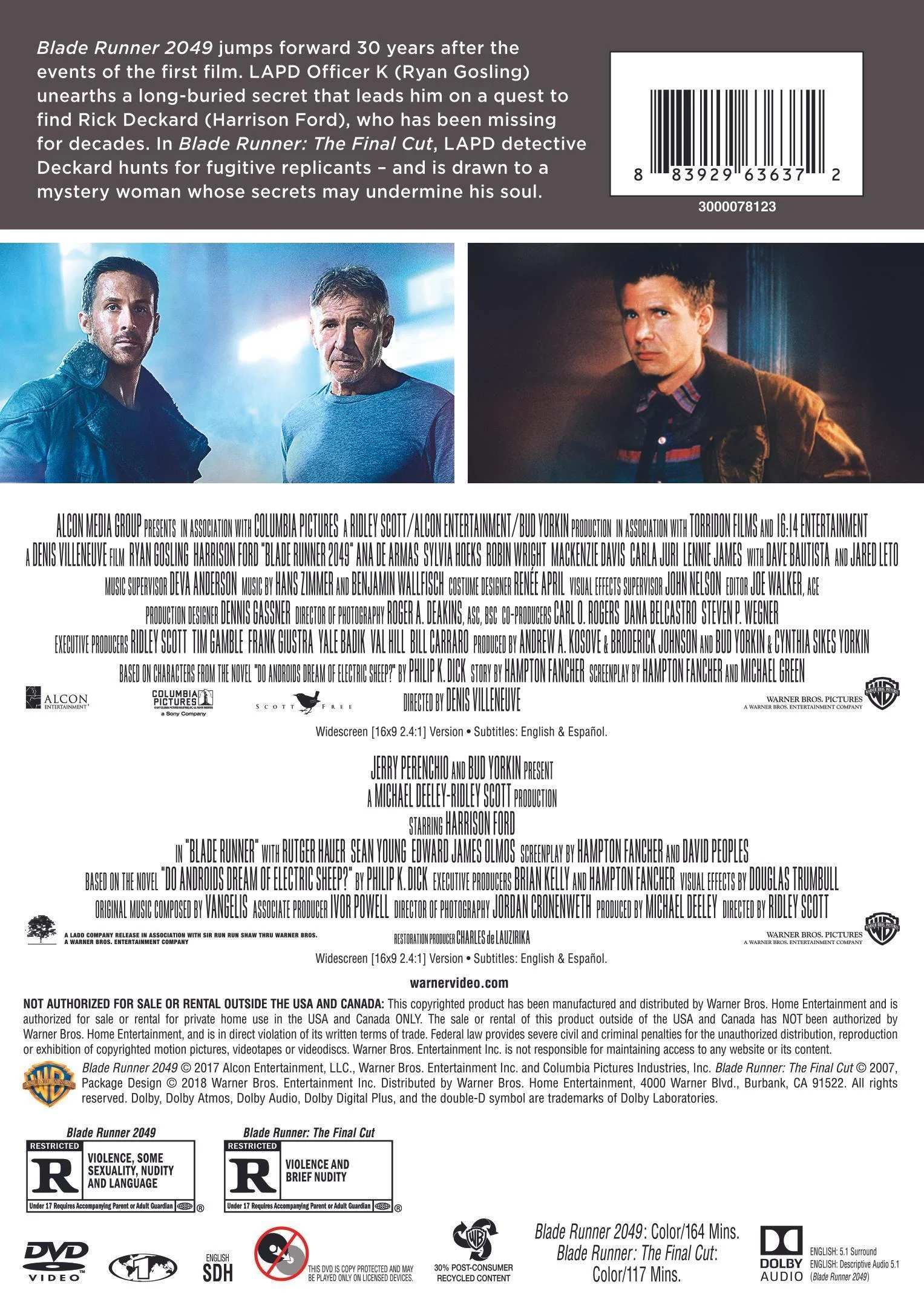 Blade Runner: The Final Cut/Blade Runner 2049 [DVD] - Image 3