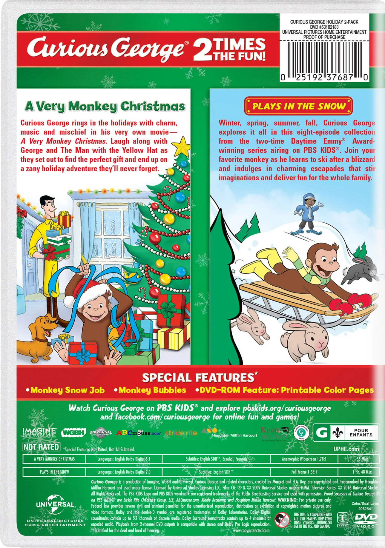 Curious George: Holiday 2-Pack [DVD] - Image 2