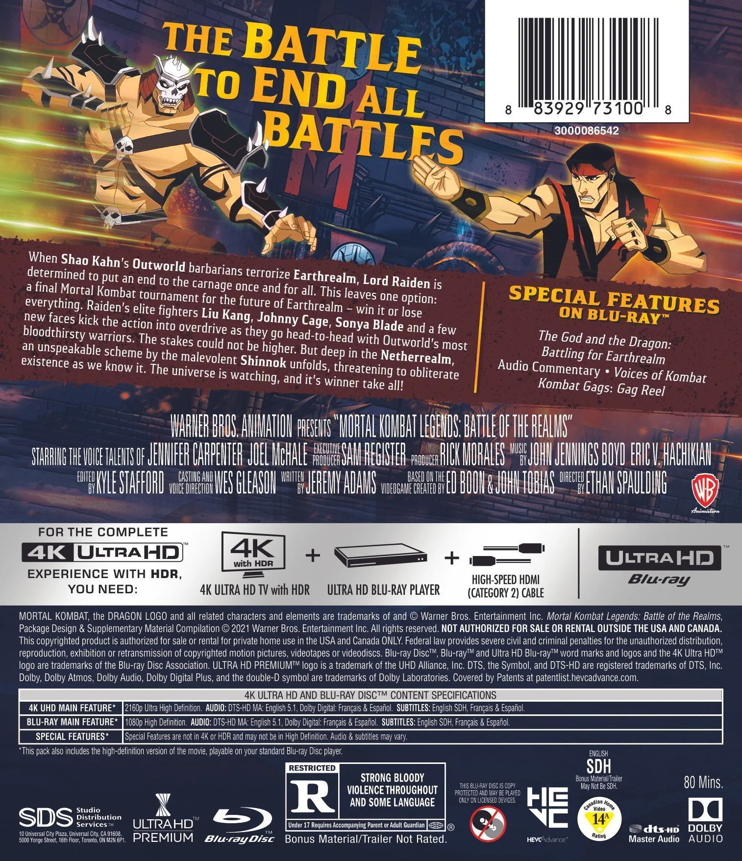 Mortal Kombat Legends: Battle of the Realms (4K Ultra HD + Blu-ray) [UHD] - Image 3