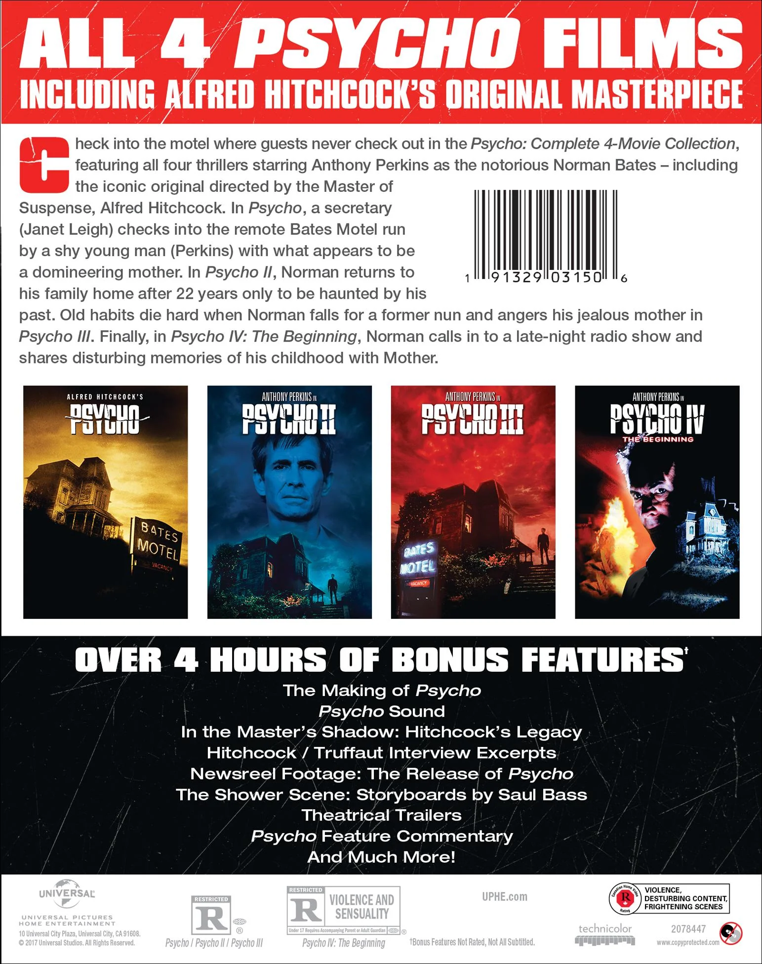 Psycho: Complete 4-Movie Collection [Blu-Ray] - Image 3