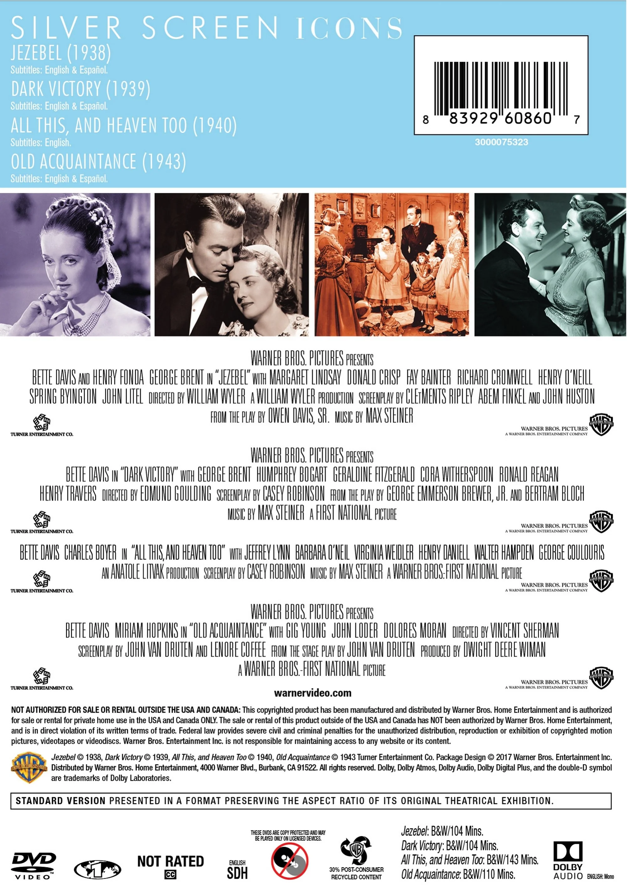 Silver Screen Icons: Bette Davis [DVD] - Image 3