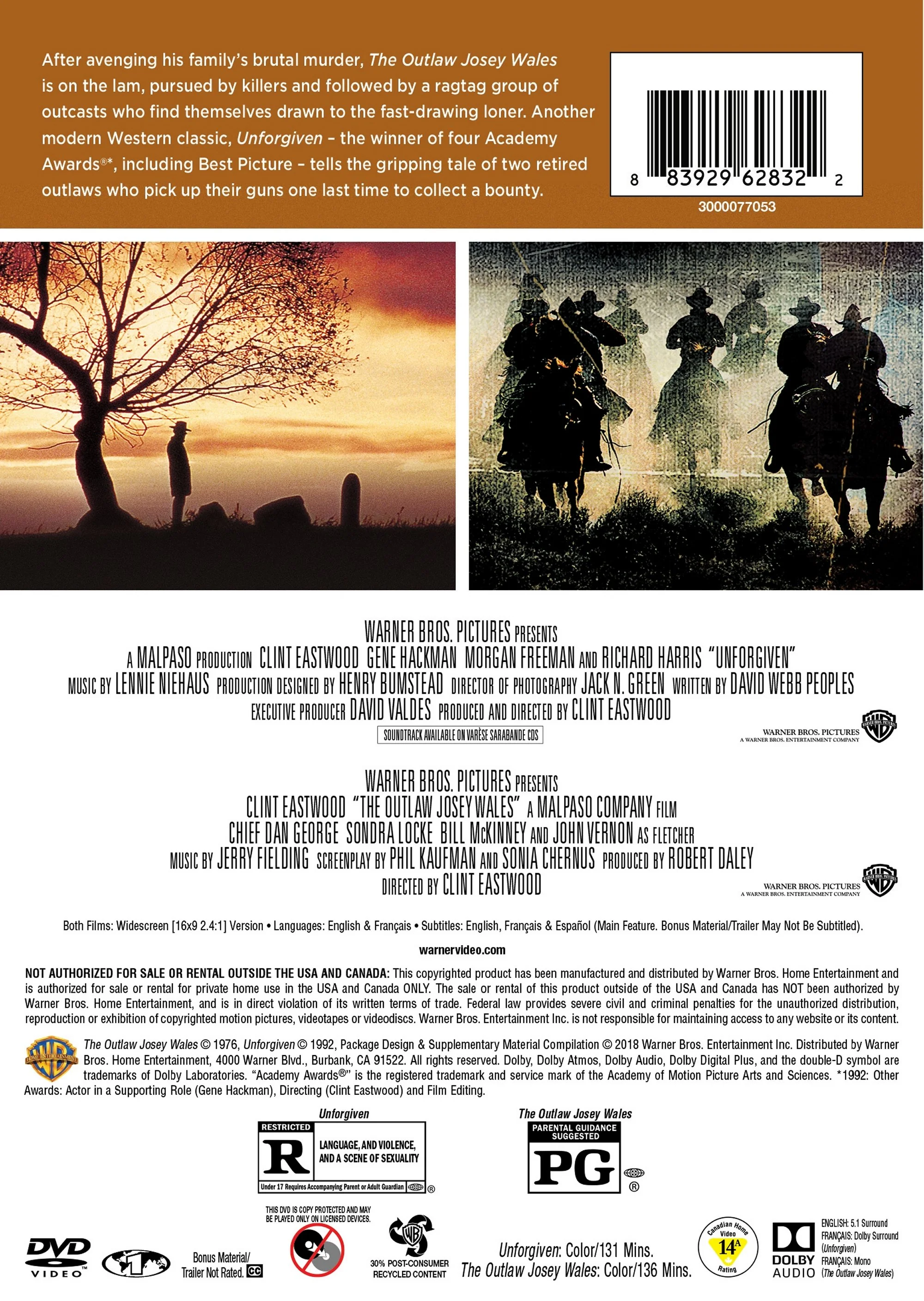 Unforgiven/The Outlaw Josey Wales [DVD] - Image 3